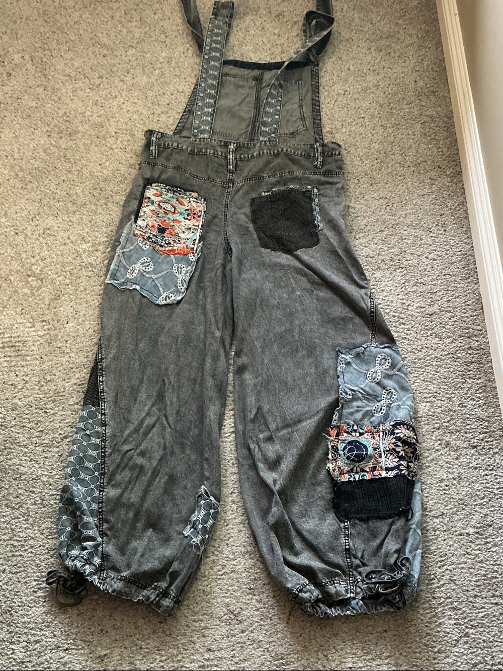 Oli & Hali Gray Patchwork Tencel Denim Overalls - Picture 14 of 15
